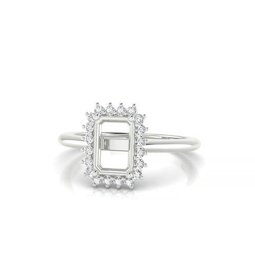 Blossom Emerald 1-1.99 ct | 18k White Gold Halo Ring