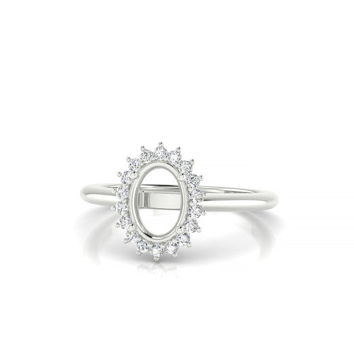 Blossom Oval 1-1.99 ct | 18k White Gold Halo Ring