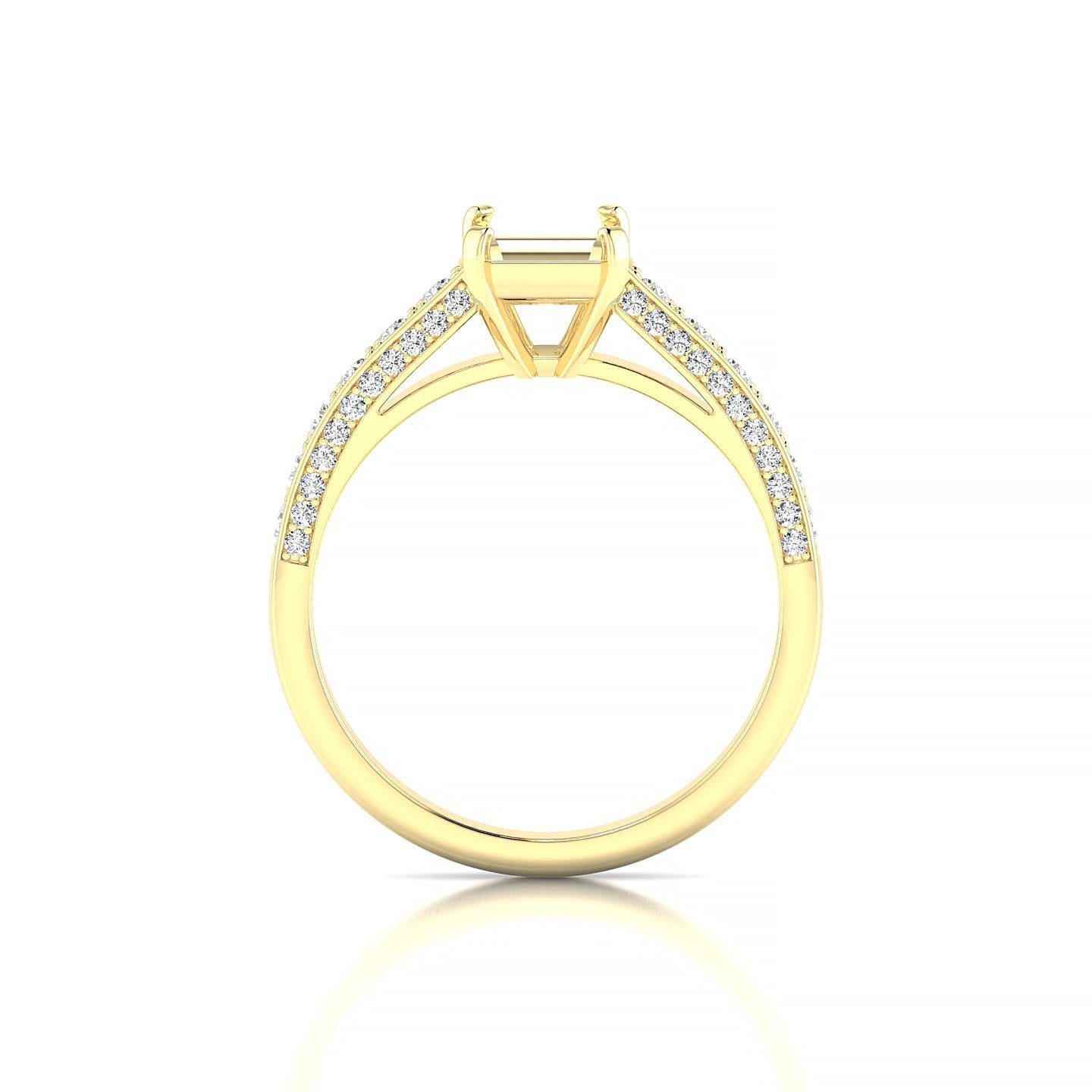 Complete Emerald 2-2.99 ct | 18k Yellow Gold Side Stones Ring