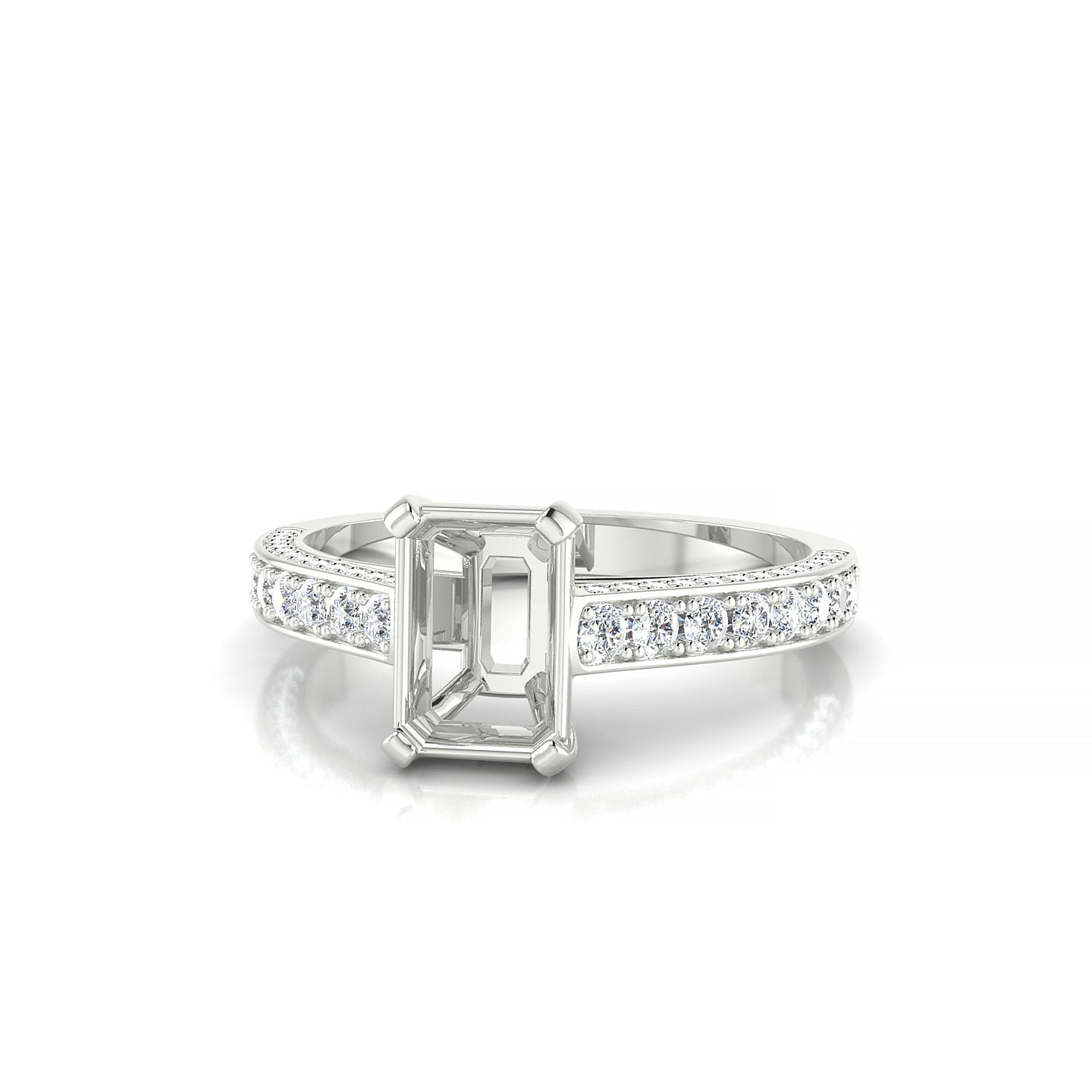Complete Emerald 1-1.99 ct | 18k White Gold Side Stones Ring