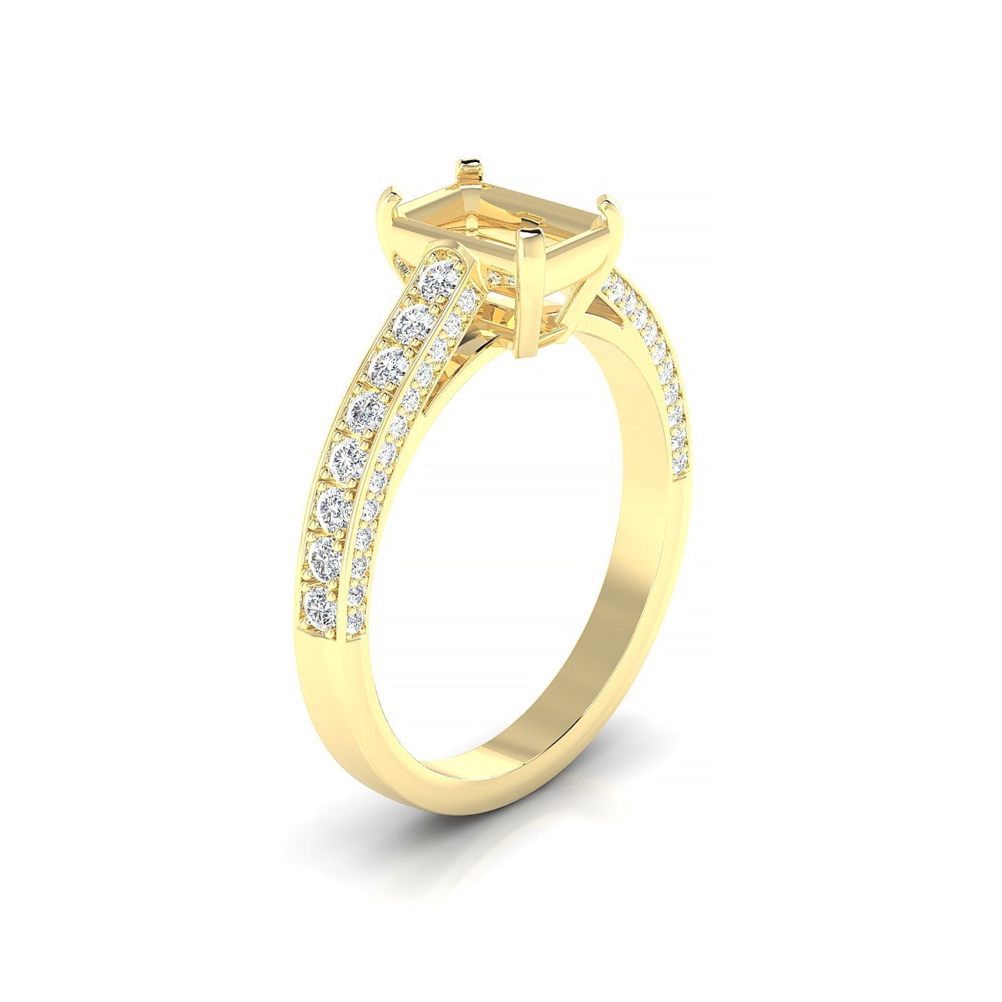 Complete Emerald 1-1.99 ct | 18k Yellow Gold Side Stones Ring