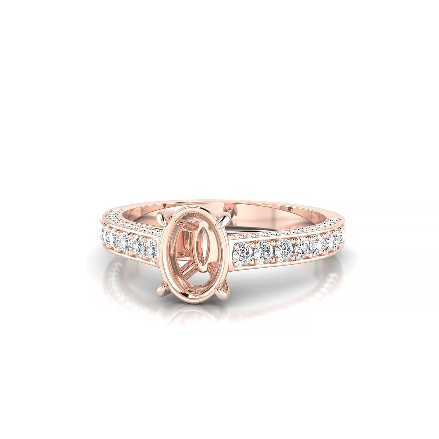 Complete Oval 1-1.99 ct | 18k Rose Gold Side Stones Ring