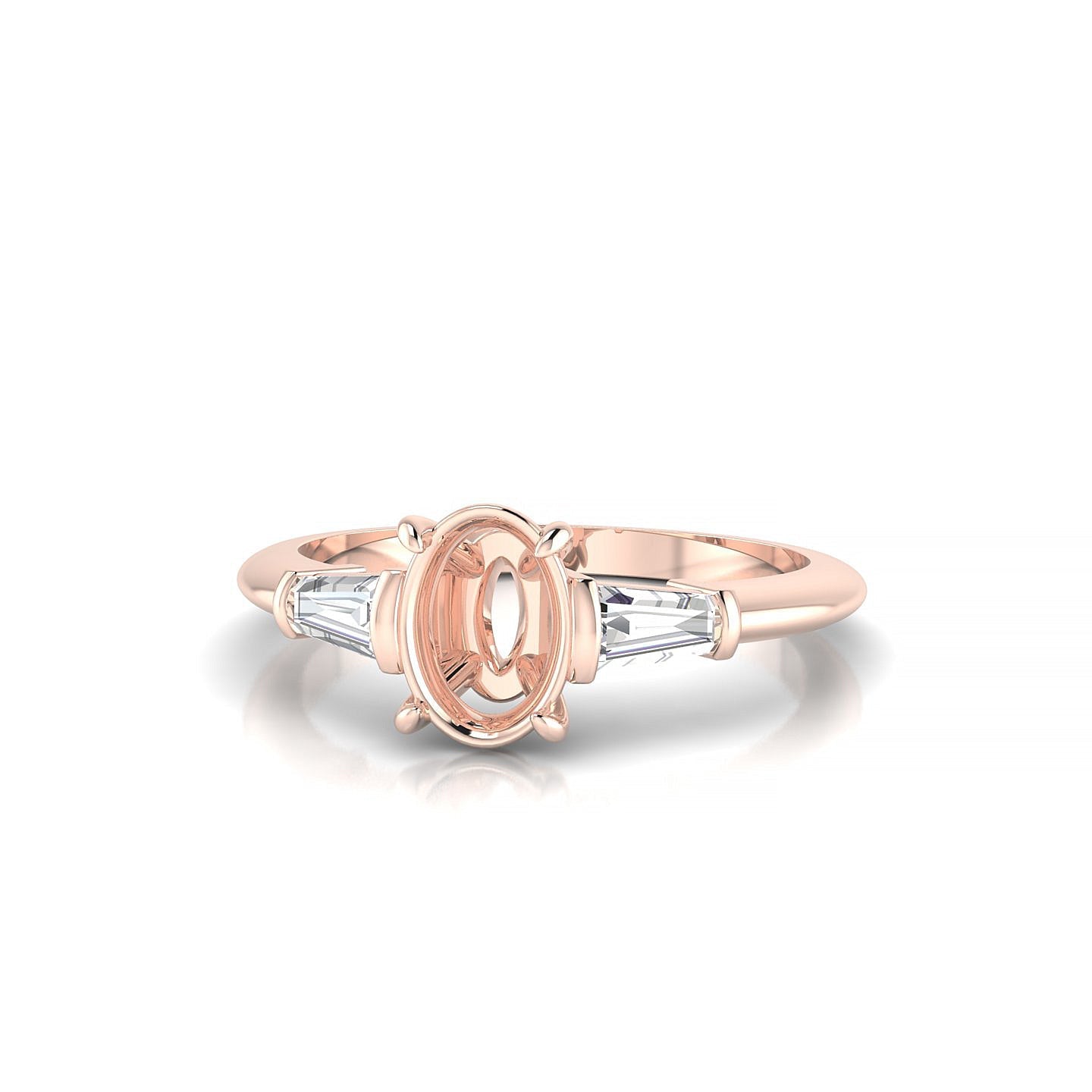 Everlasting Oval 1-1.99 ct | 18k Rose Gold Side Stones Ring