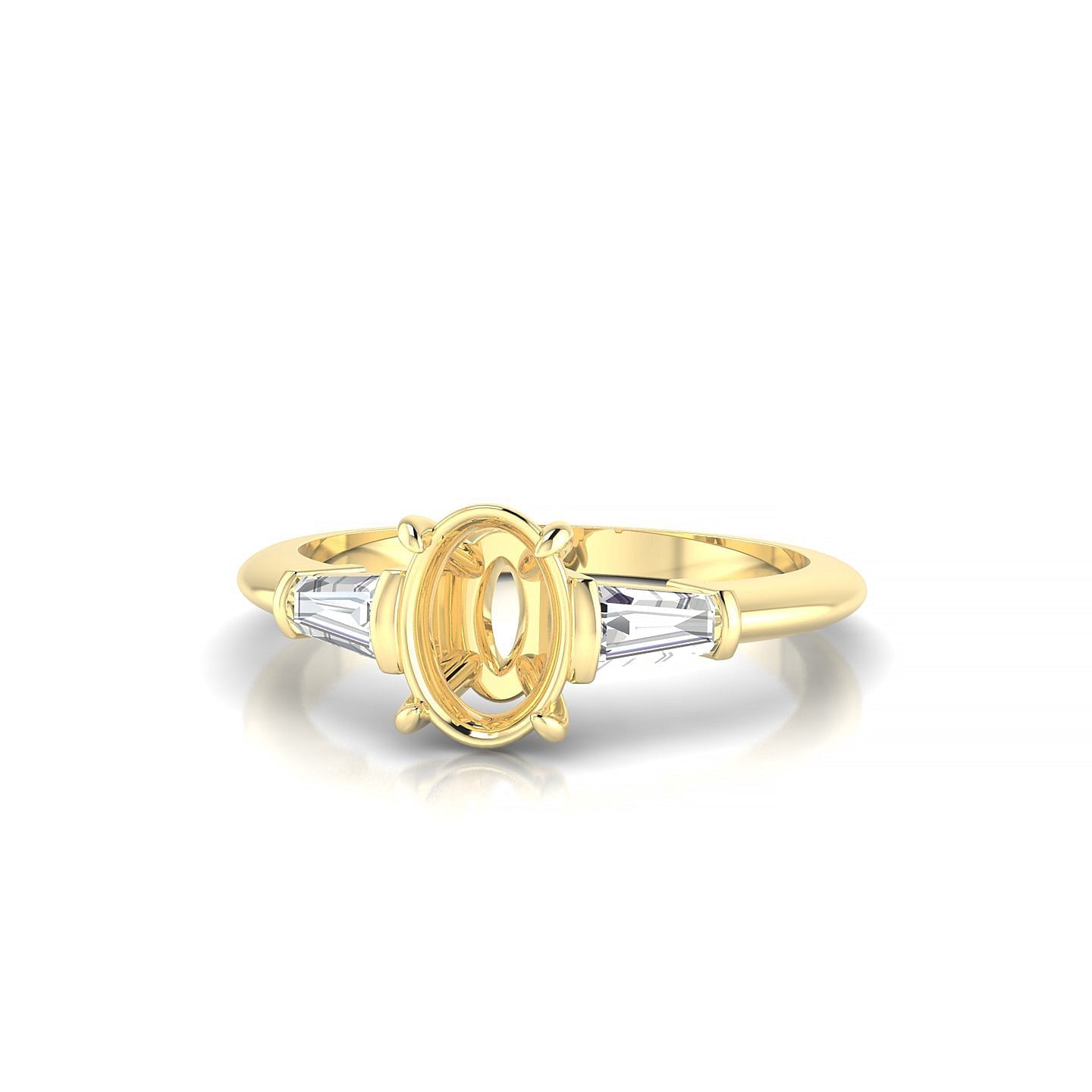 Everlasting Oval 1-1.99 ct | 18k Yellow Gold Side Stones Ring