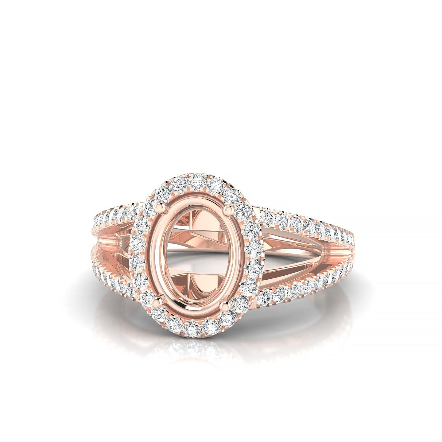 Grace Oval 2-2.99 ct | 18k Rose Gold Halo Ring