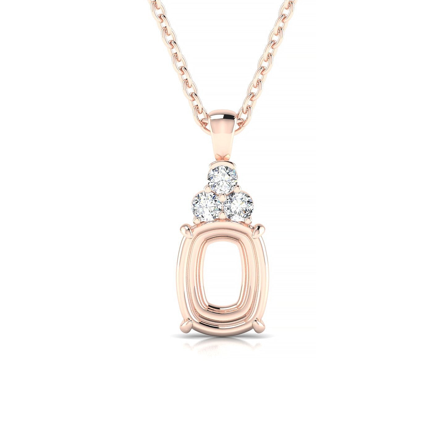 Mirage Cushion 2-2.99 ct | 18k Rose Gold Side Stones Diamond Pendant