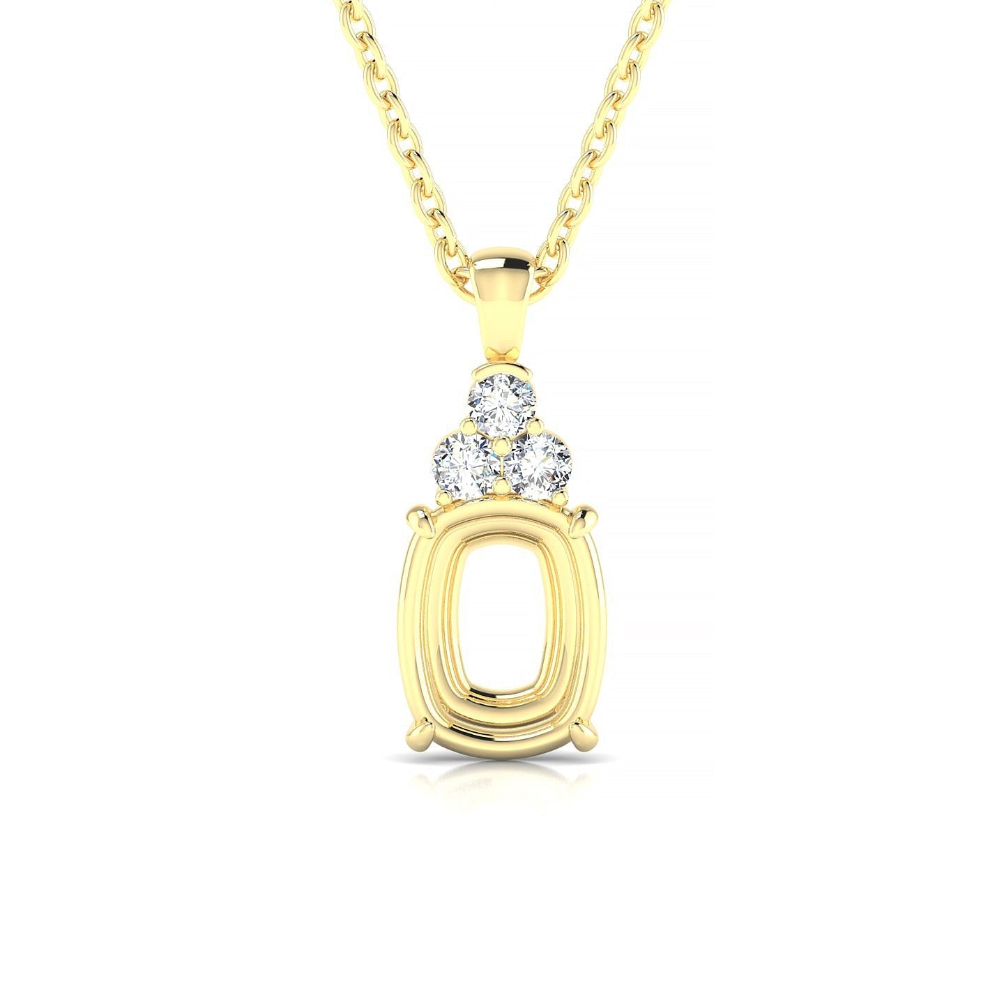 Mirage Cushion 2-2.99 ct | 18k Yellow Gold Side Stones Diamond Pendant