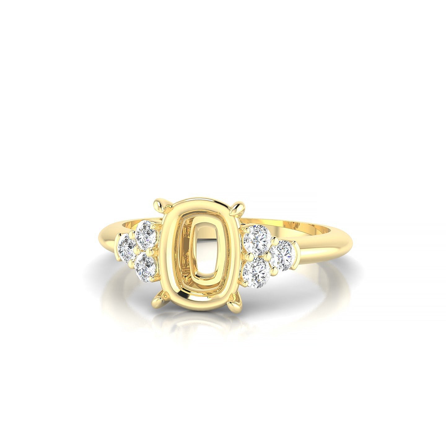 Mirage Cushion 2-2.99 ct | 18k Yellow Gold Side Stones Ring