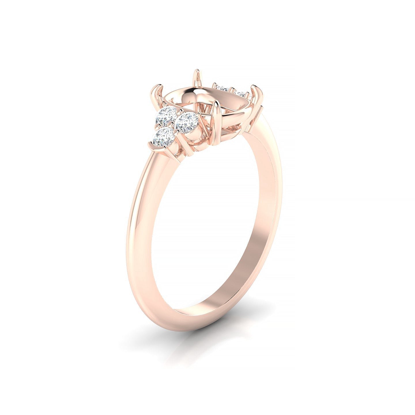 Mirage Cushion 2-2.99 ct | 18k Rose Gold Side Stones Ring
