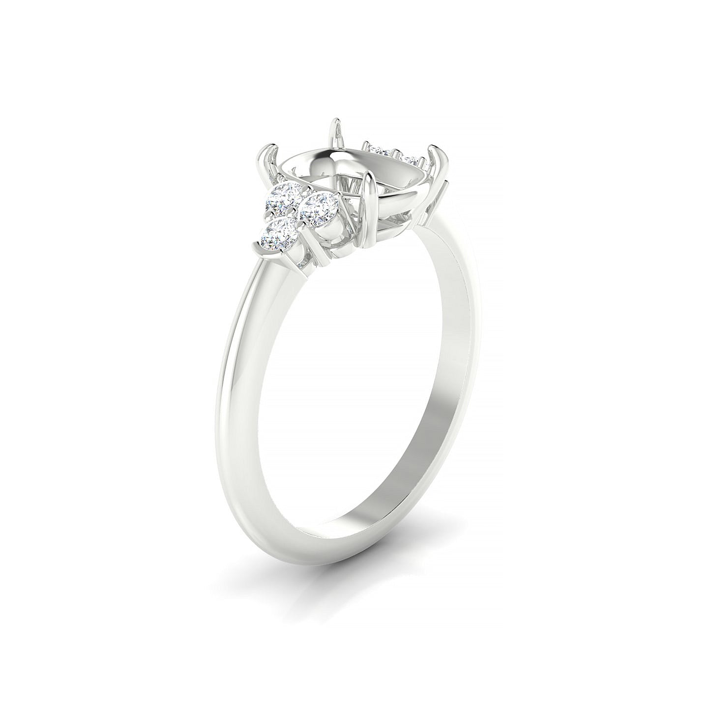 Mirage Cushion 2-2.99 ct | 18k White Gold Side Stones Ring