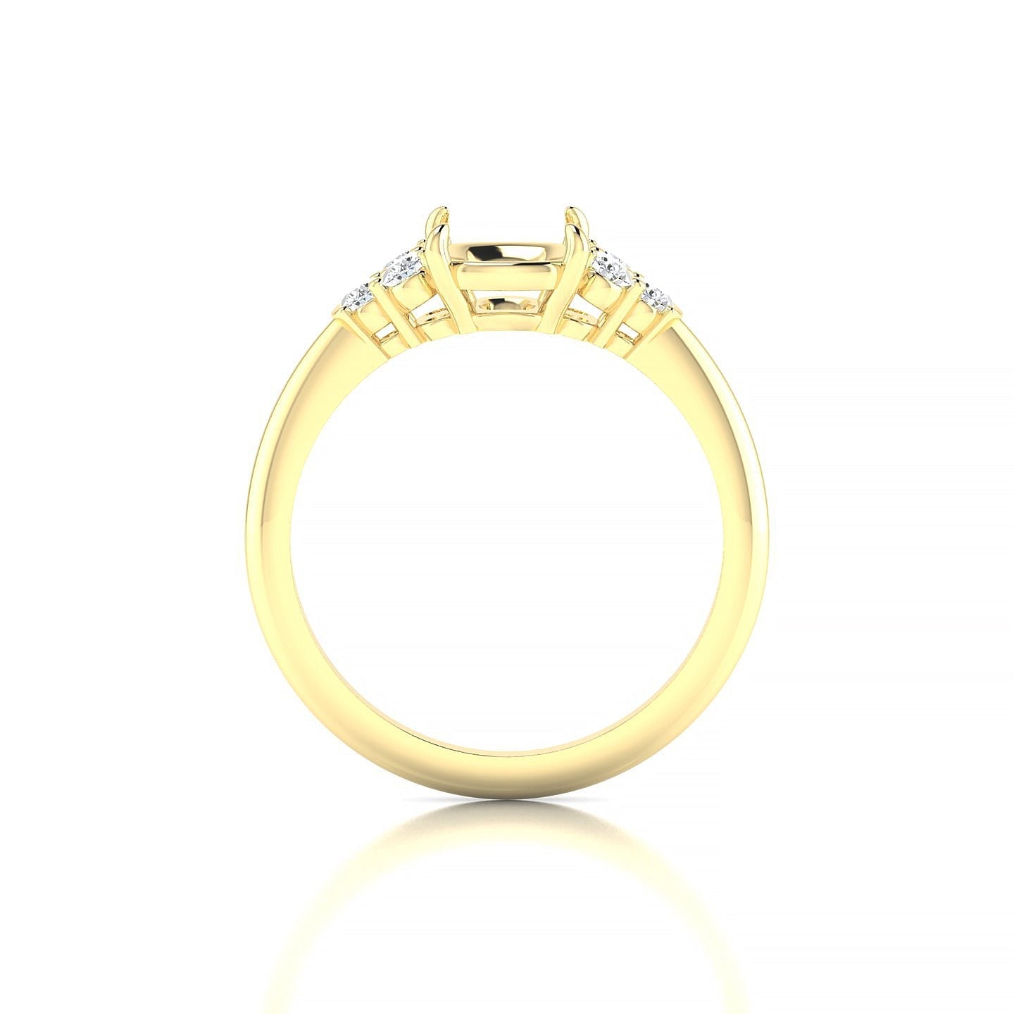 Mirage Cushion 2-2.99 ct | 18k Yellow Gold Side Stones Ring