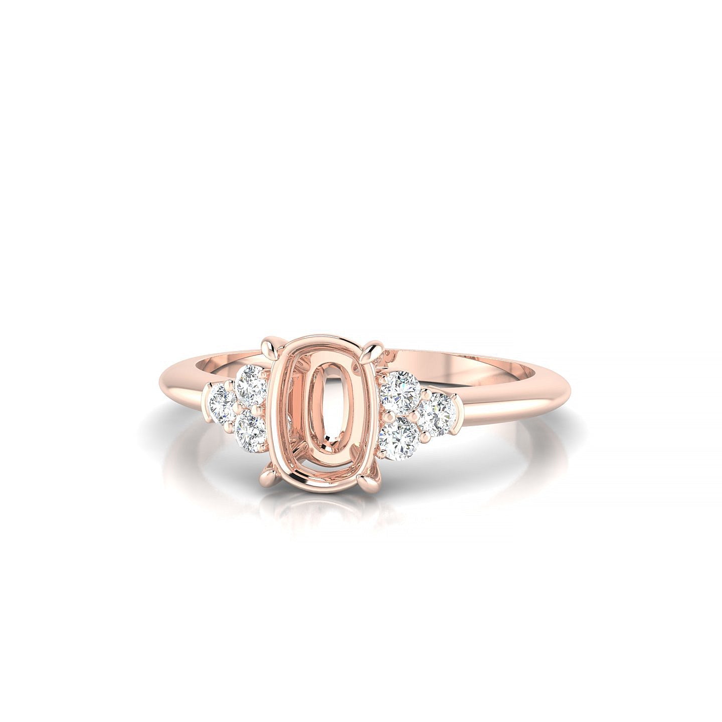 Mirage Cushion 1-1.99 ct | 18k Rose Gold Side Stones Ring