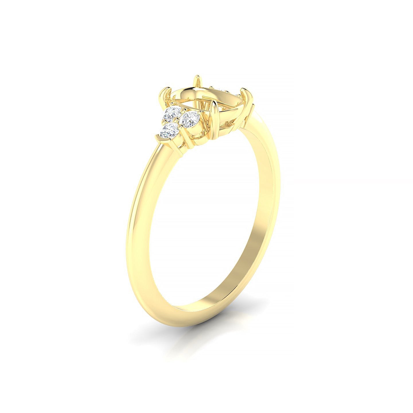Mirage Cushion 1-1.99 ct | 18k Yellow Gold Side Stones Ring