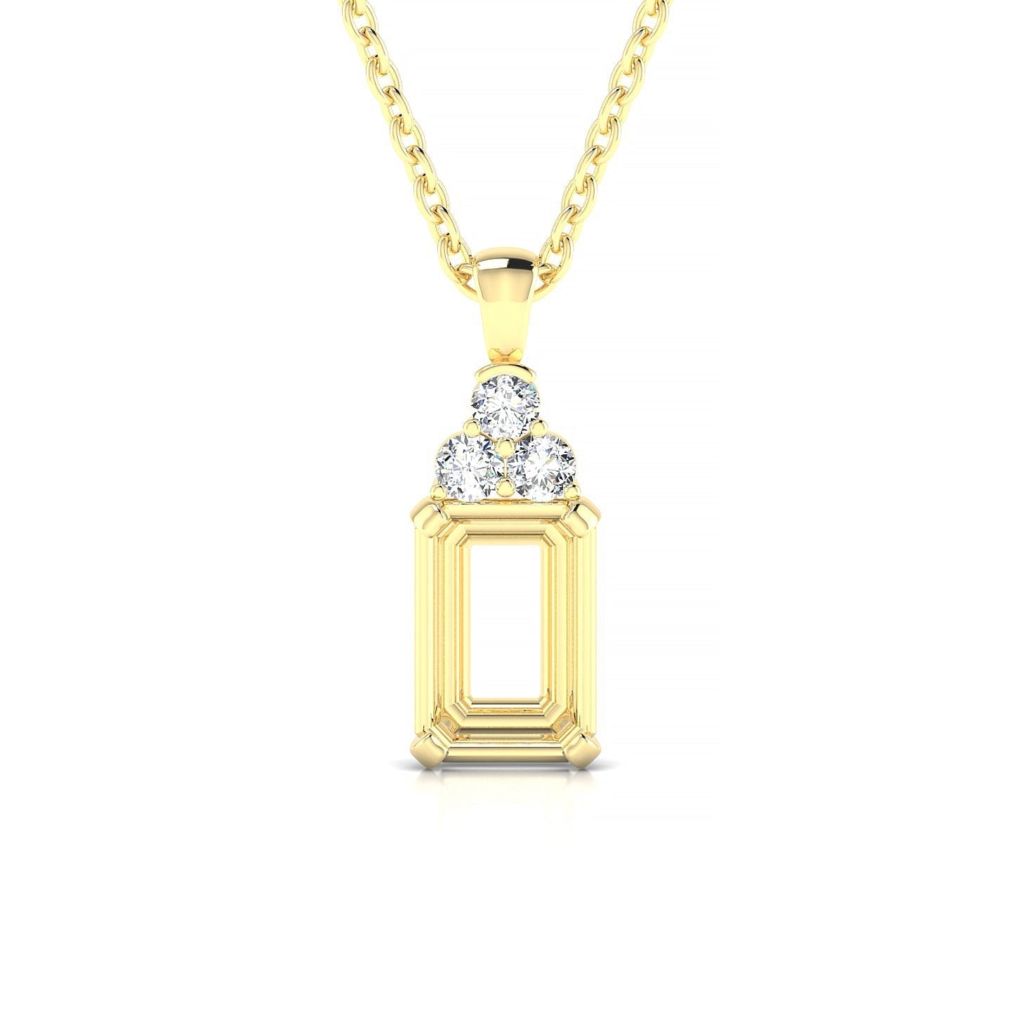 Mirage Emerald 2-2.99 ct | 18k Yellow Gold Side Stones Diamond Pendant