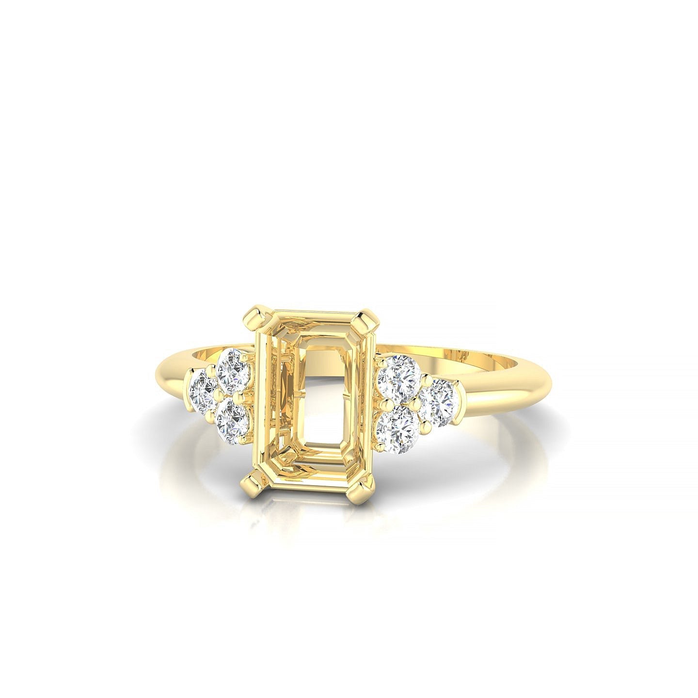 Mirage Emerald 2-2.99 ct | 18k Yellow Gold Side Stones Ring