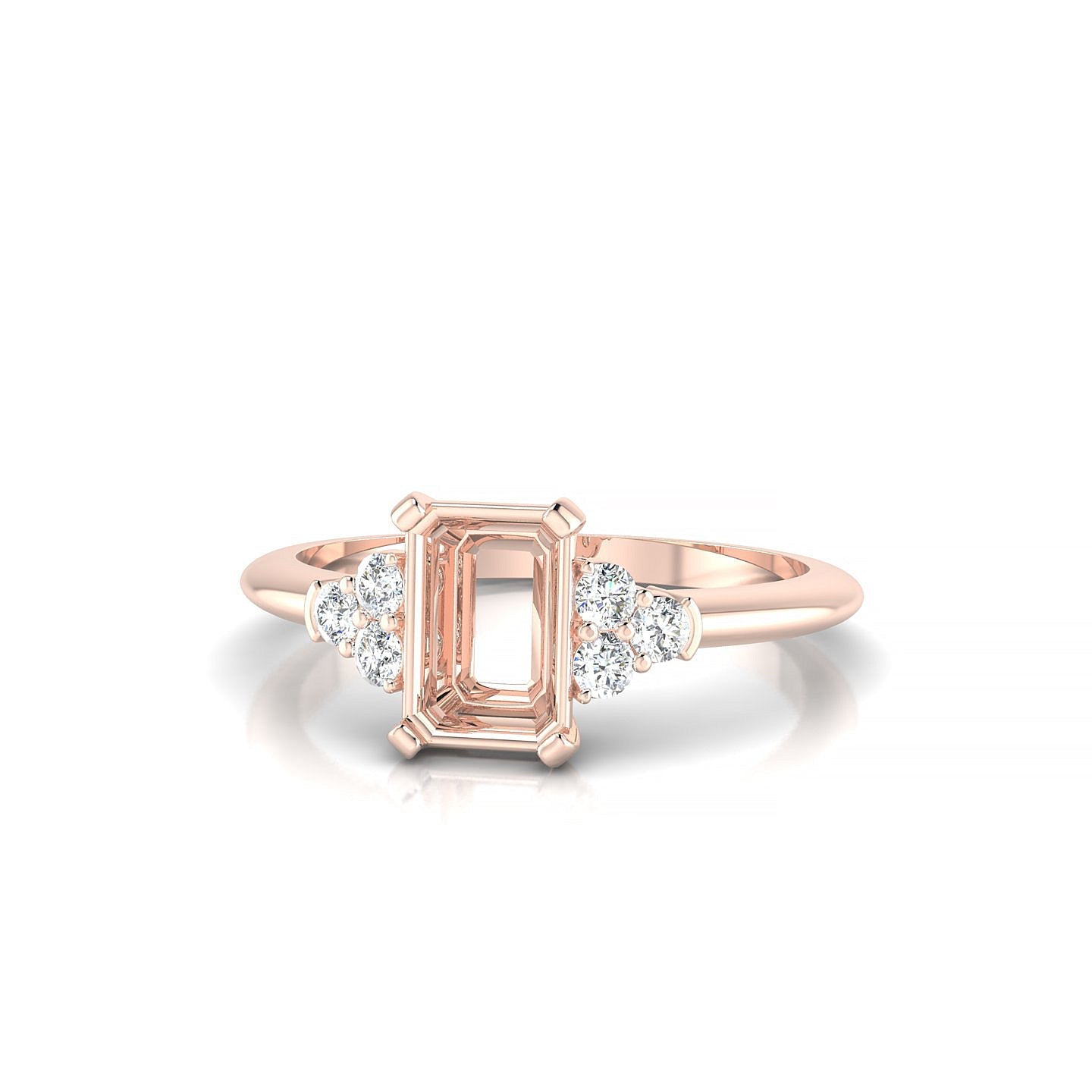 Mirage Emerald 1-1.99 ct | 18k Rose Gold Side Stones Ring