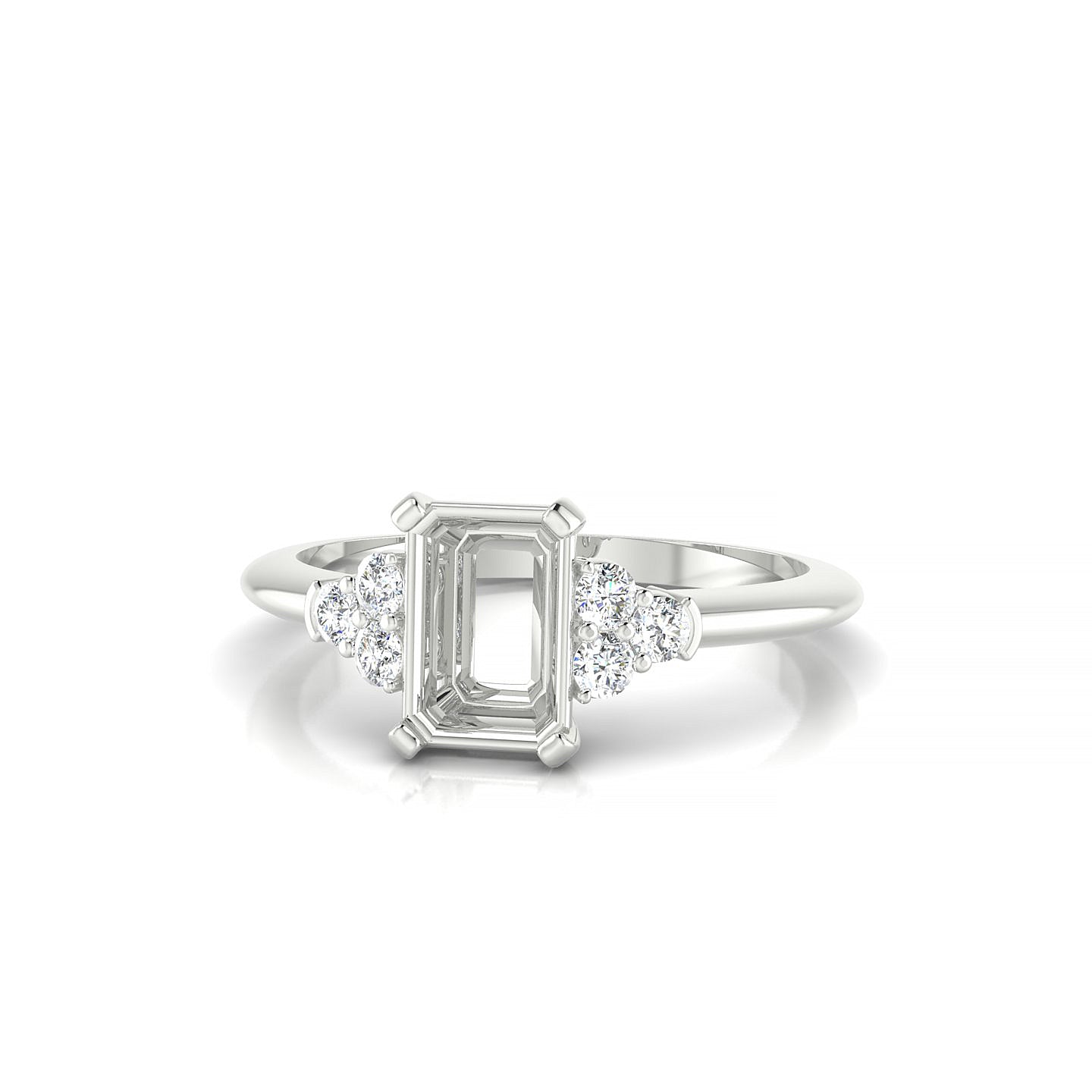 Mirage Emerald 1-1.99 ct | 18k White Gold Side Stones Ring