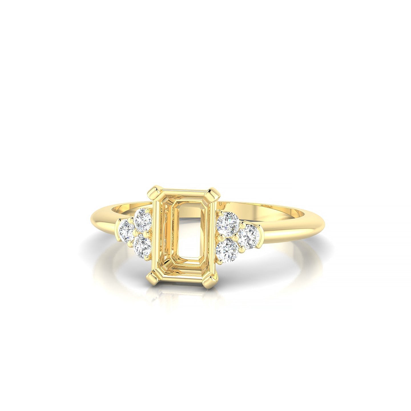 Mirage Emerald 1-1.99 ct | 18k Yellow Gold Side Stones Ring
