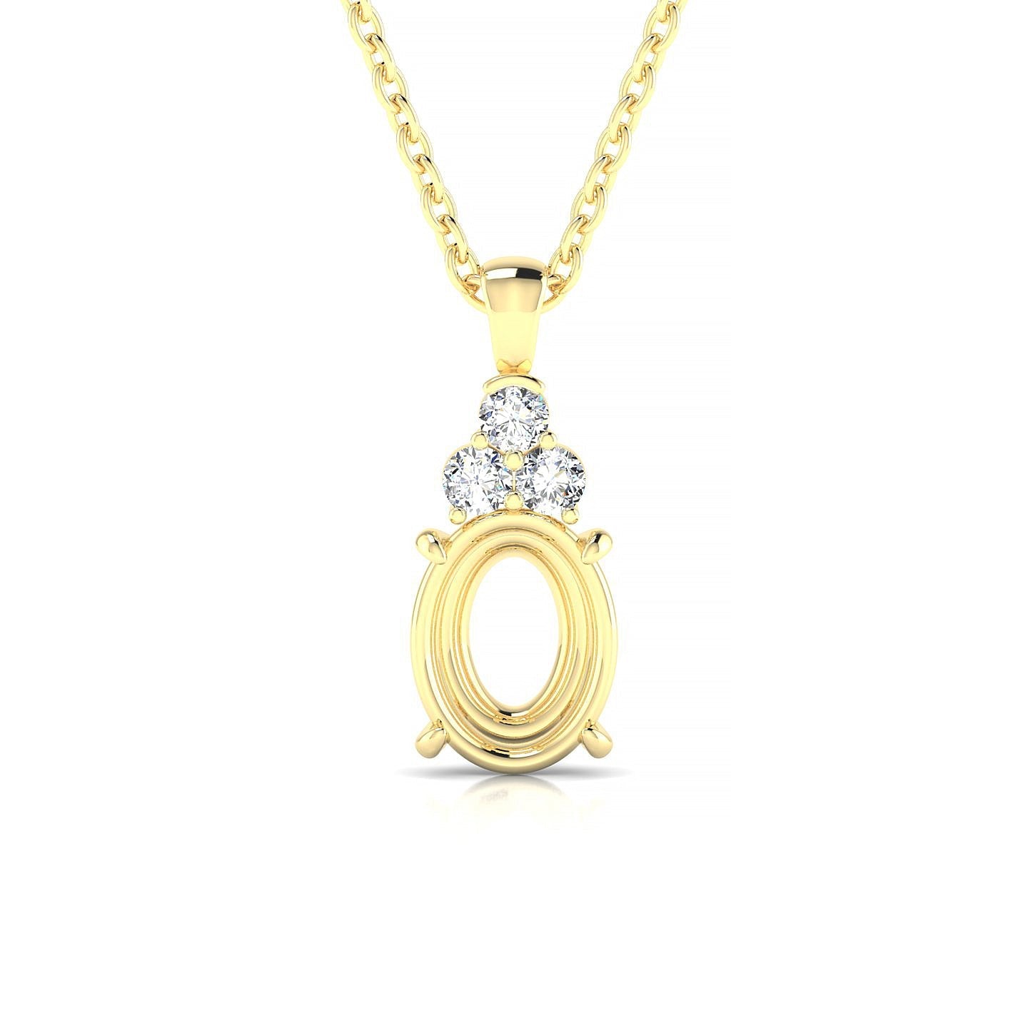 Mirage Oval 2-2.99 ct | 18k Yellow Gold Side Stones Diamond Pendant