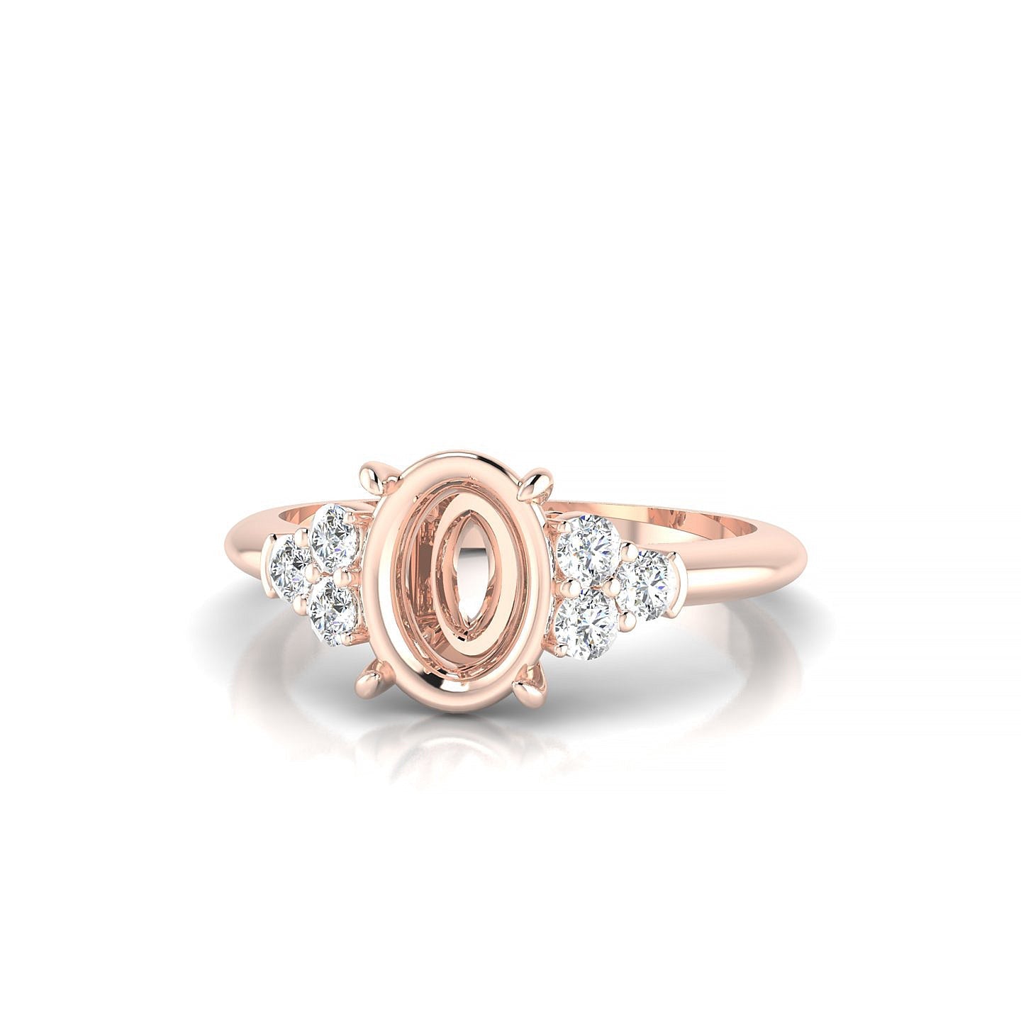 Mirage Oval 2-2.99 ct | 18k Rose Gold Side Stones Ring