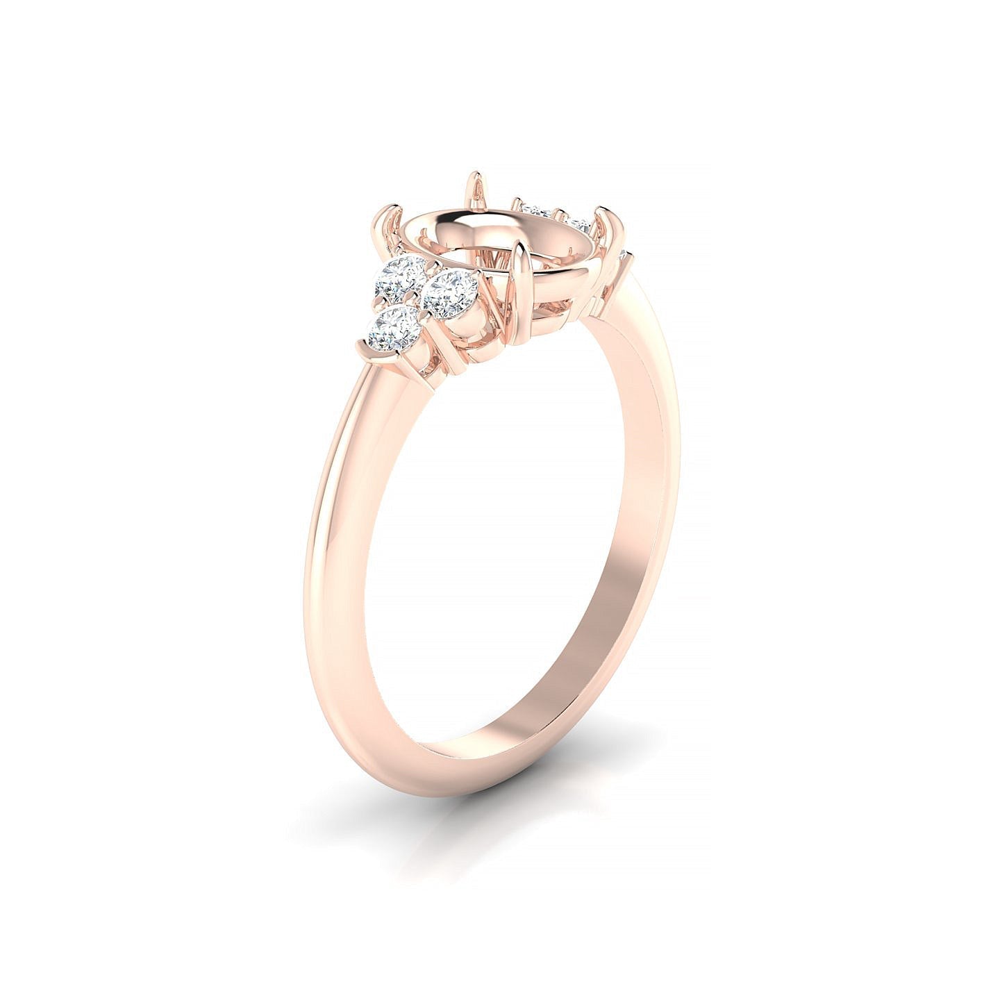 Mirage Oval 2-2.99 ct | 18k Rose Gold Side Stones Ring