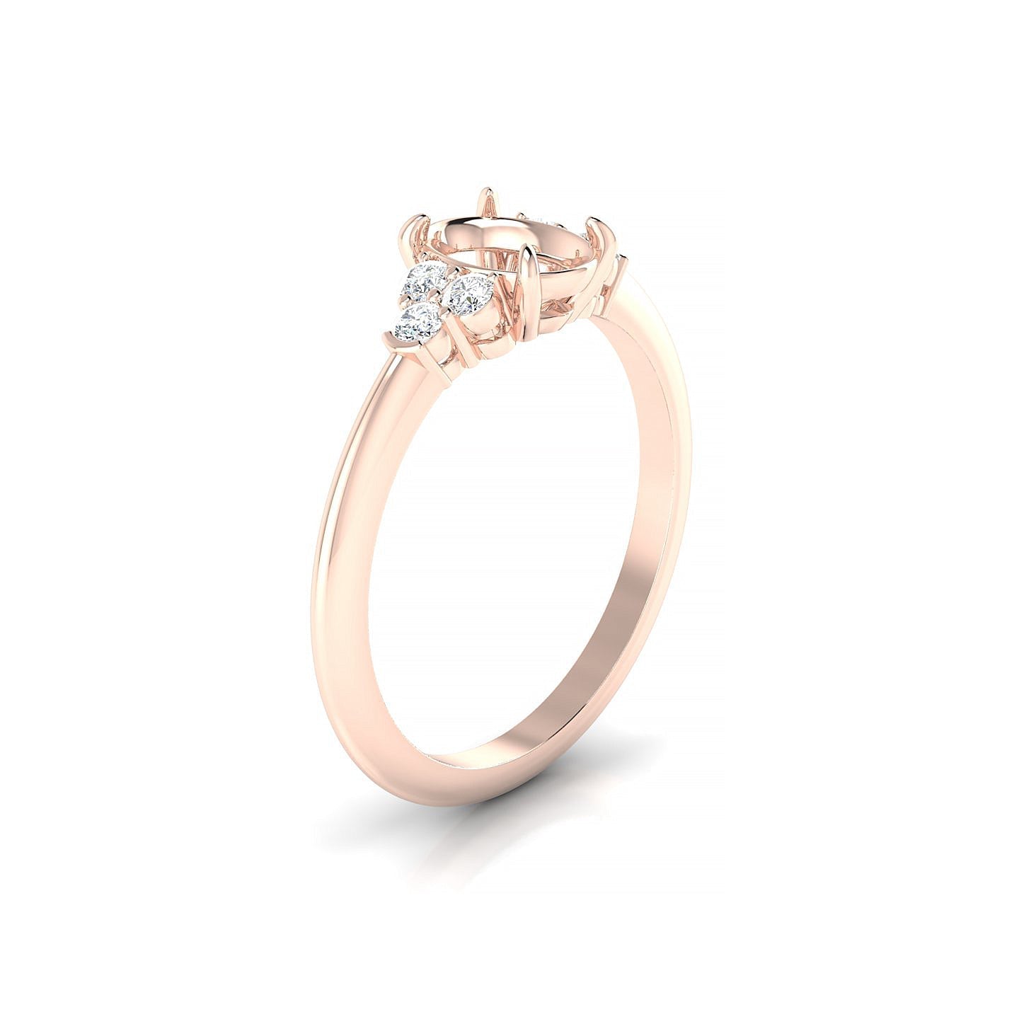 Mirage Oval 1-1.99 ct | 18k Rose Gold Side Stones Ring