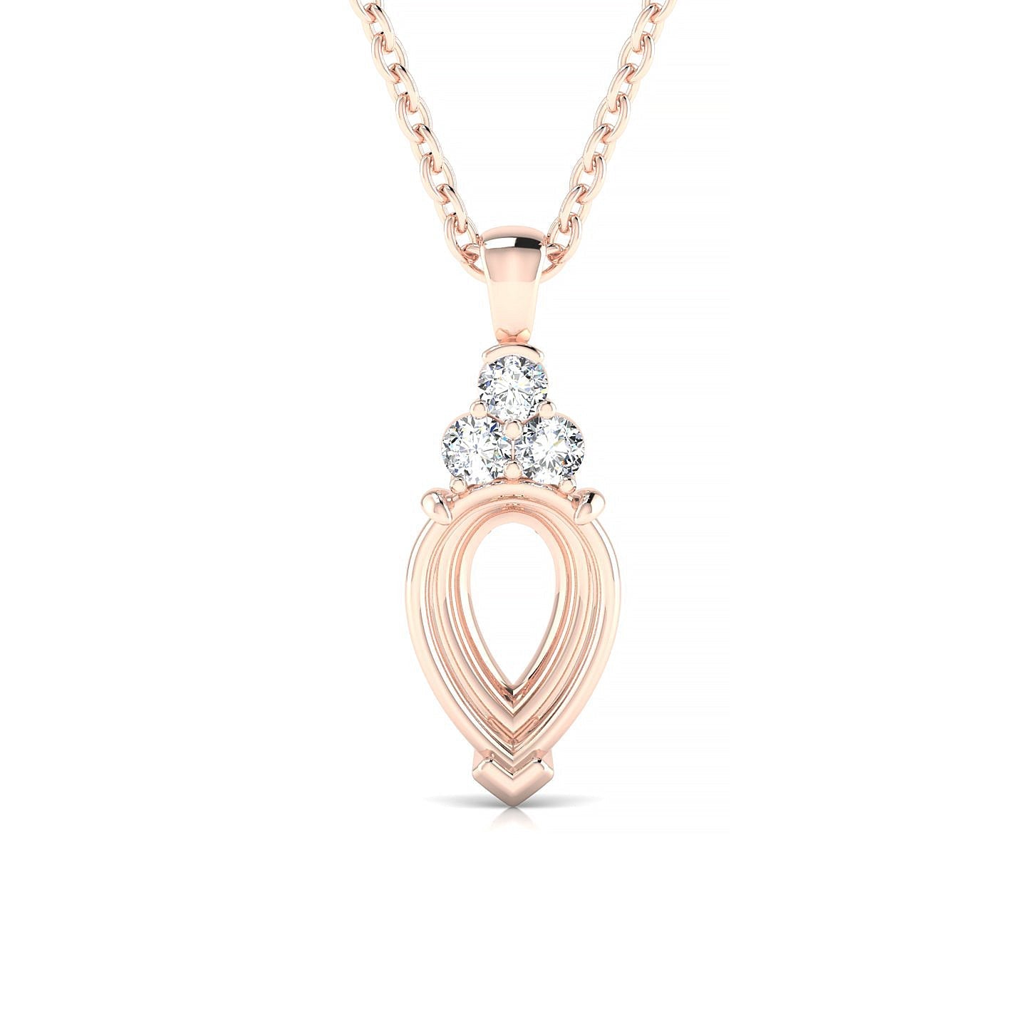 Mirage Pear 2-2.99 ct | 18k Rose Gold Side Stones Diamond Pendant