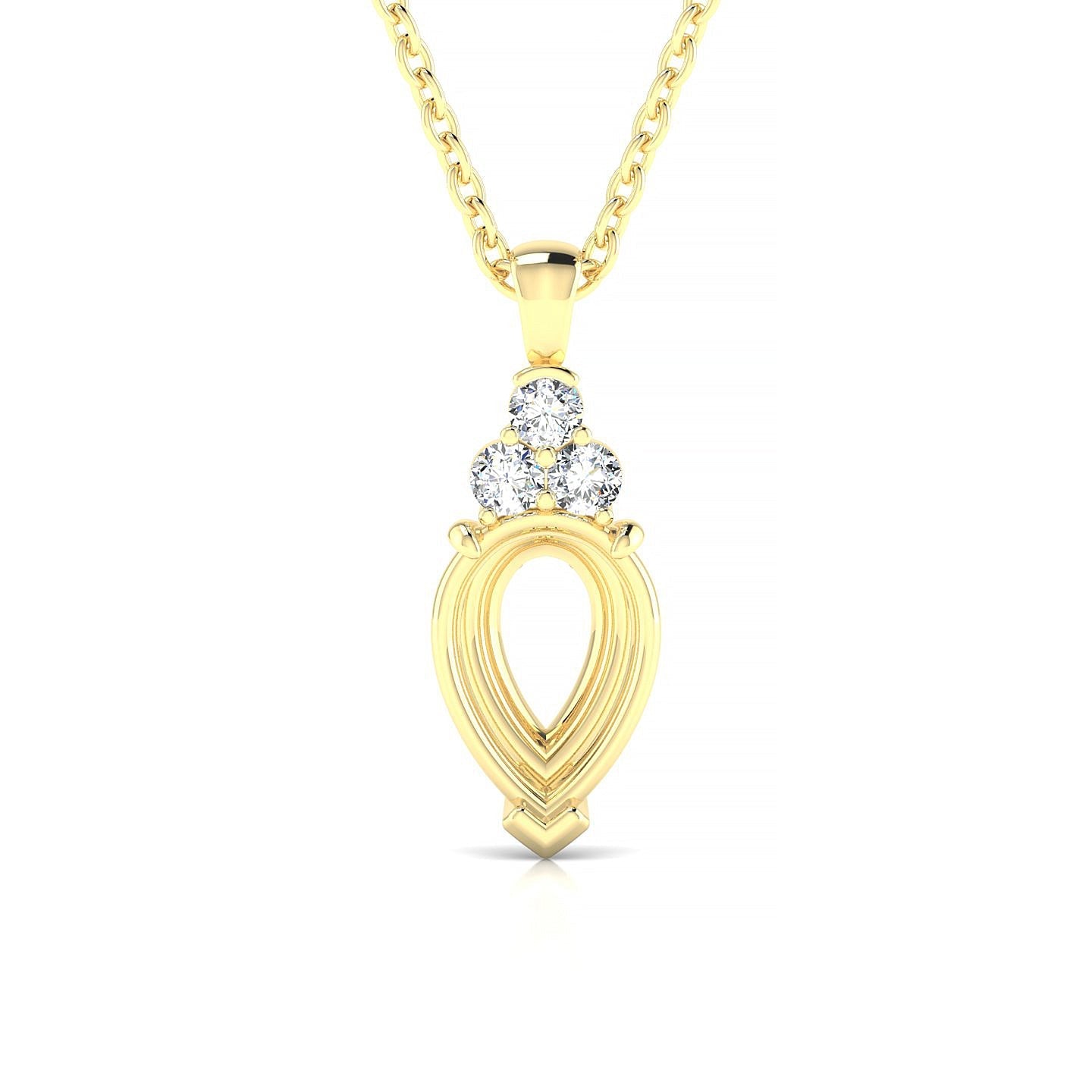 Mirage Pear 2-2.99 ct | 18k Yellow Gold Side Stones Diamond Pendant