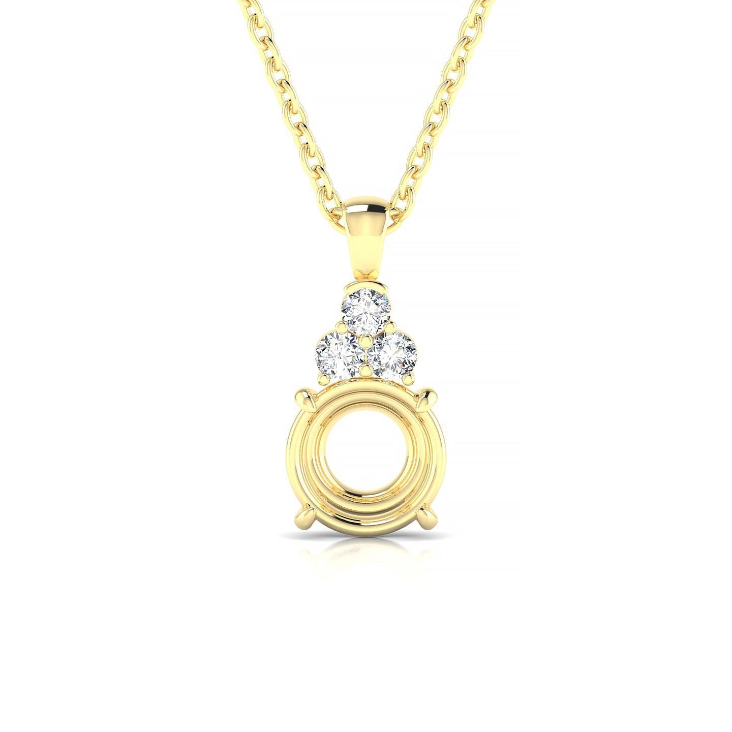 Mirage Round 2-2.99 ct | 18k Yellow Gold Side Stones Diamond Pendant
