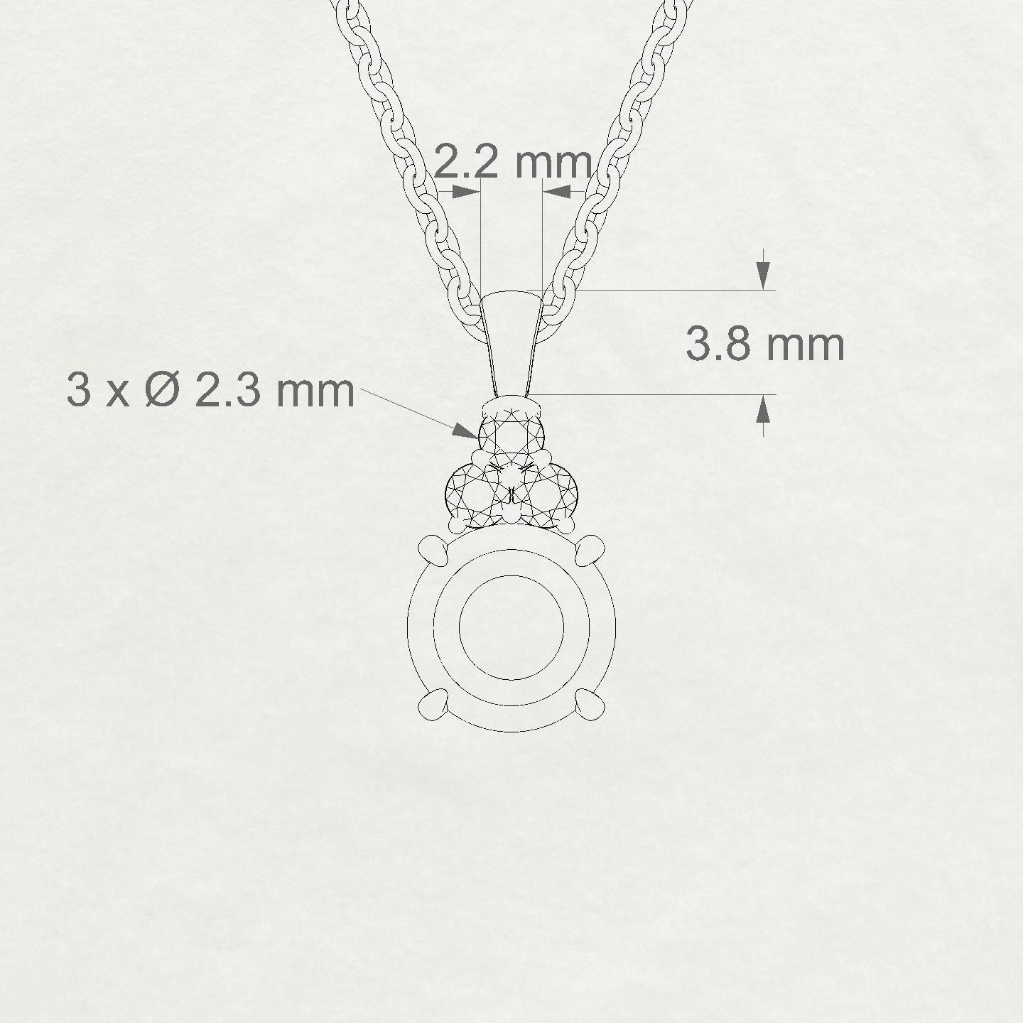 Mirage Round 2-2.99 ct | 18k Yellow Gold Side Stones Diamond Pendant