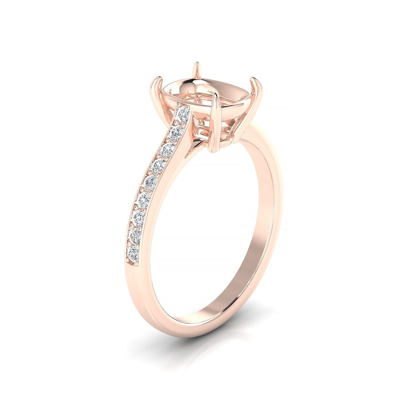 Perpetual Cushion 2-2.99 ct | 18k Rose Gold Side Stones Ring