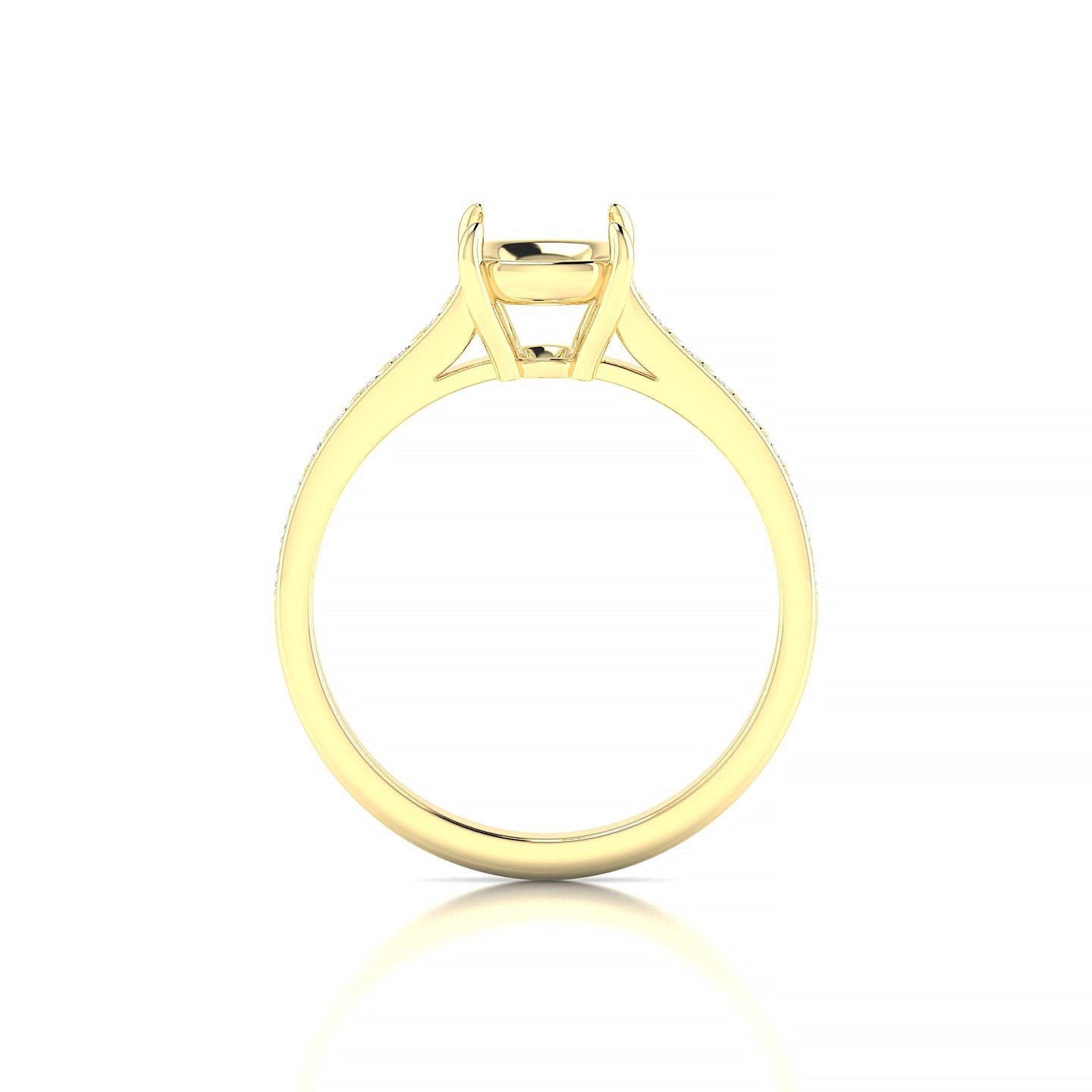 Perpetual Cushion 2-2.99 ct | 18k Yellow Gold Side Stones Ring
