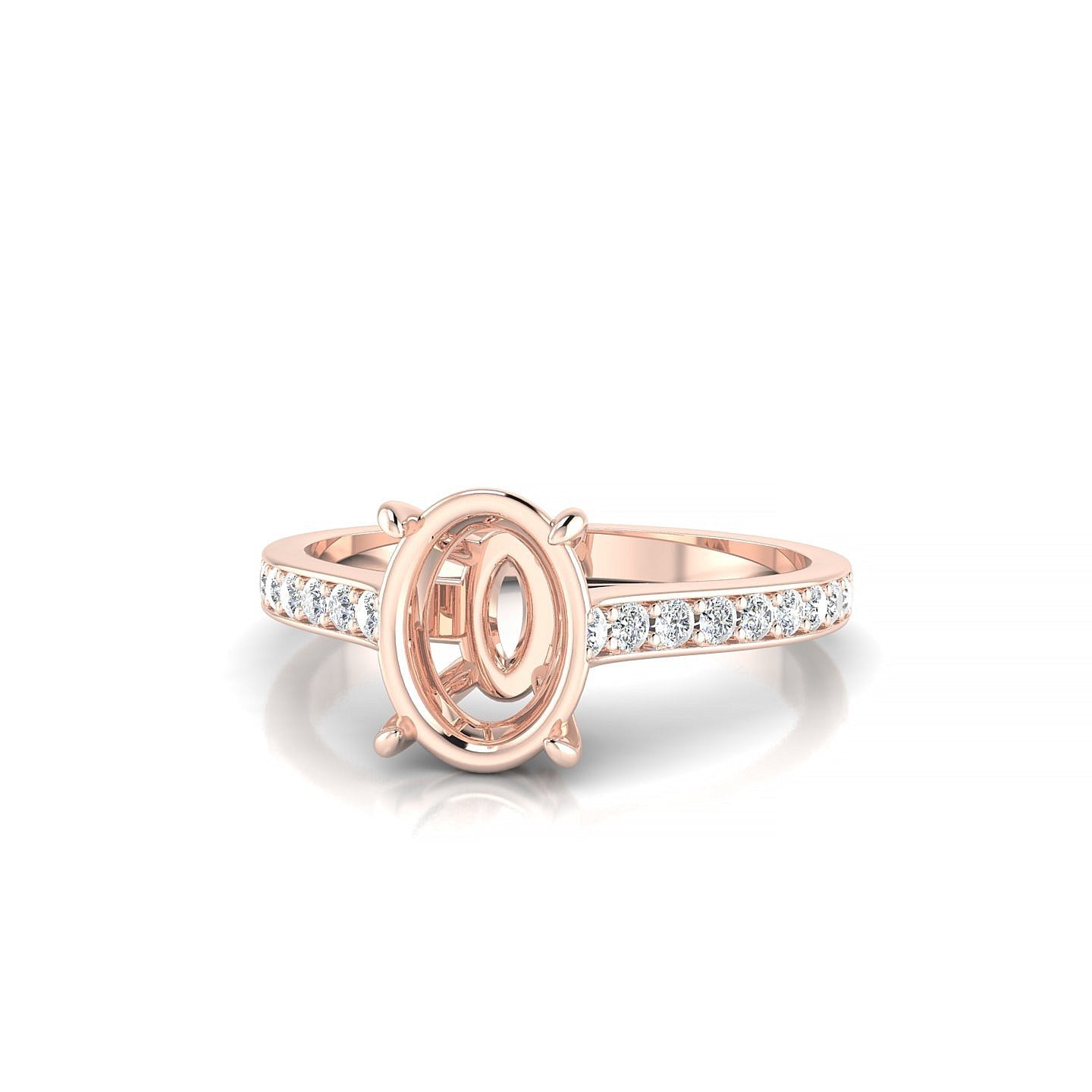 Perpetual Oval 2-2.99 ct | 18k Rose Gold Side Stones Ring