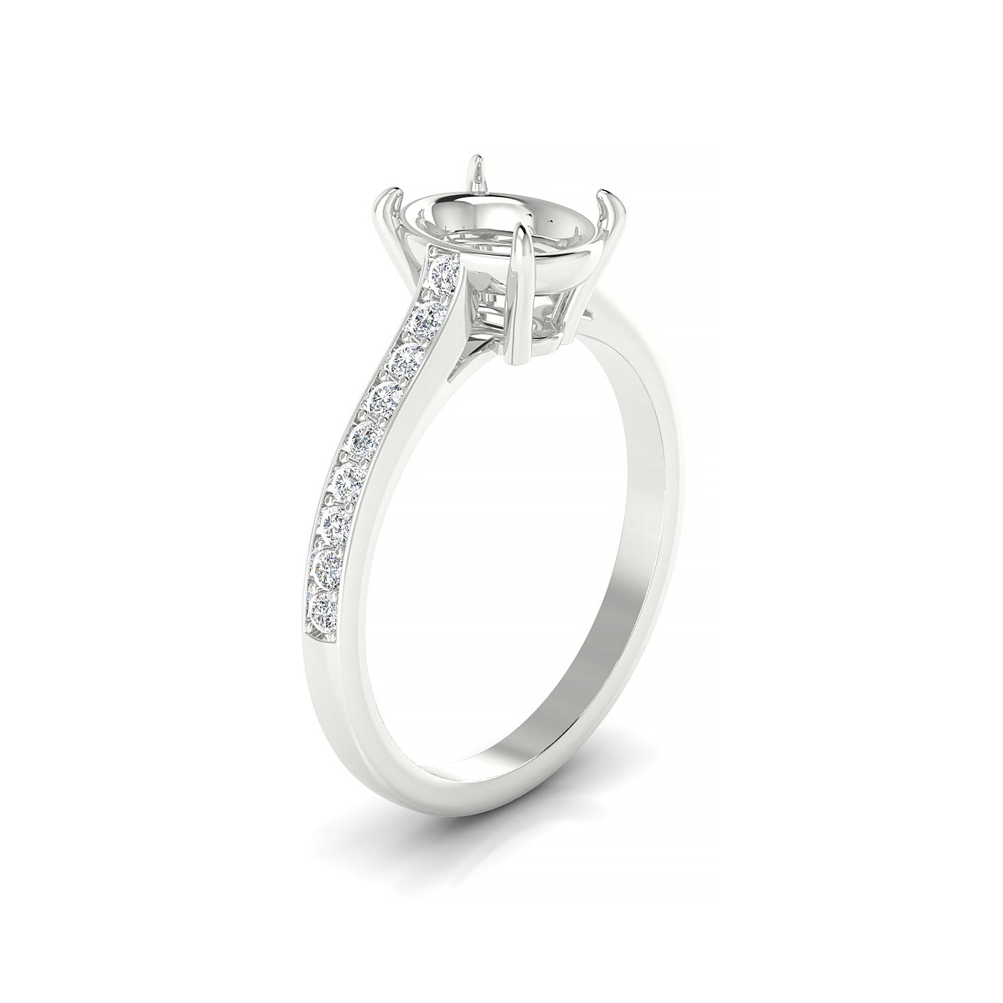 Perpetual Oval 2-2.99 ct | 18k White Gold Side Stones Ring