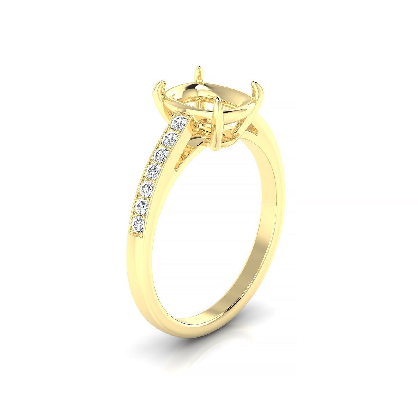 Promise Cushion 2-2.99 ct | 18k Yellow Gold Side Stones Ring