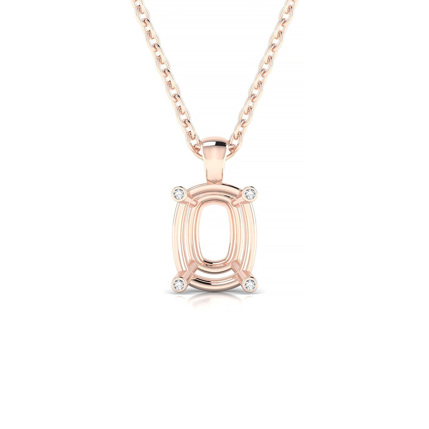 Sparkle Cushion 2-2.99 ct | 18k Rose Gold Side Stones Diamond Pendant