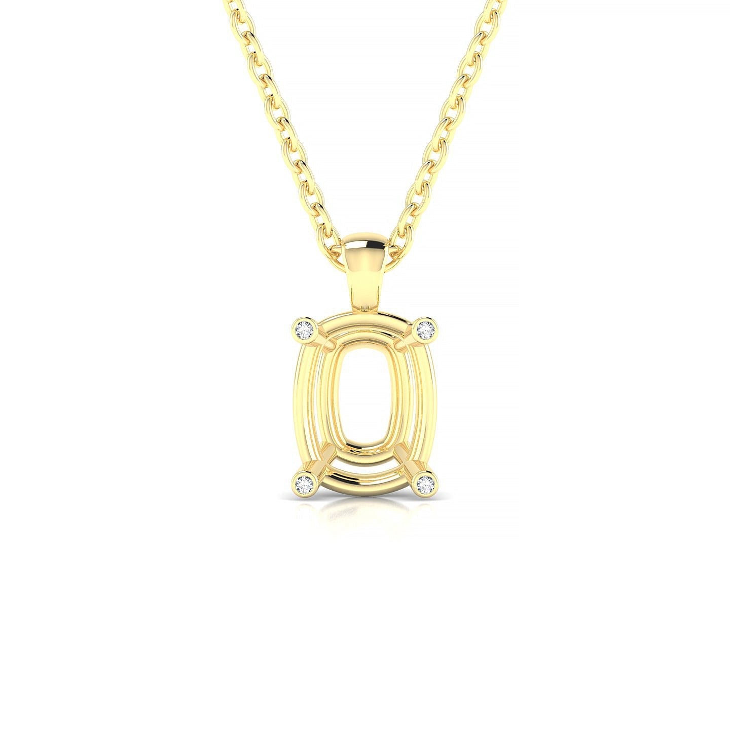 Sparkle Cushion 2-2.99 ct | 18k Yellow Gold Side Stones Diamond Pendant