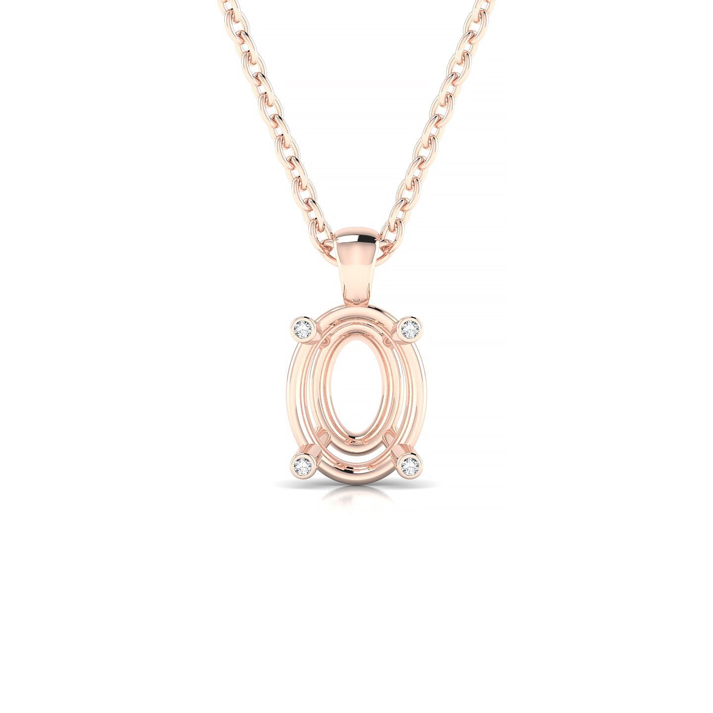 Sparkle Oval 2-2.99 ct | 18k Rose Gold Side Stones Diamond Pendant