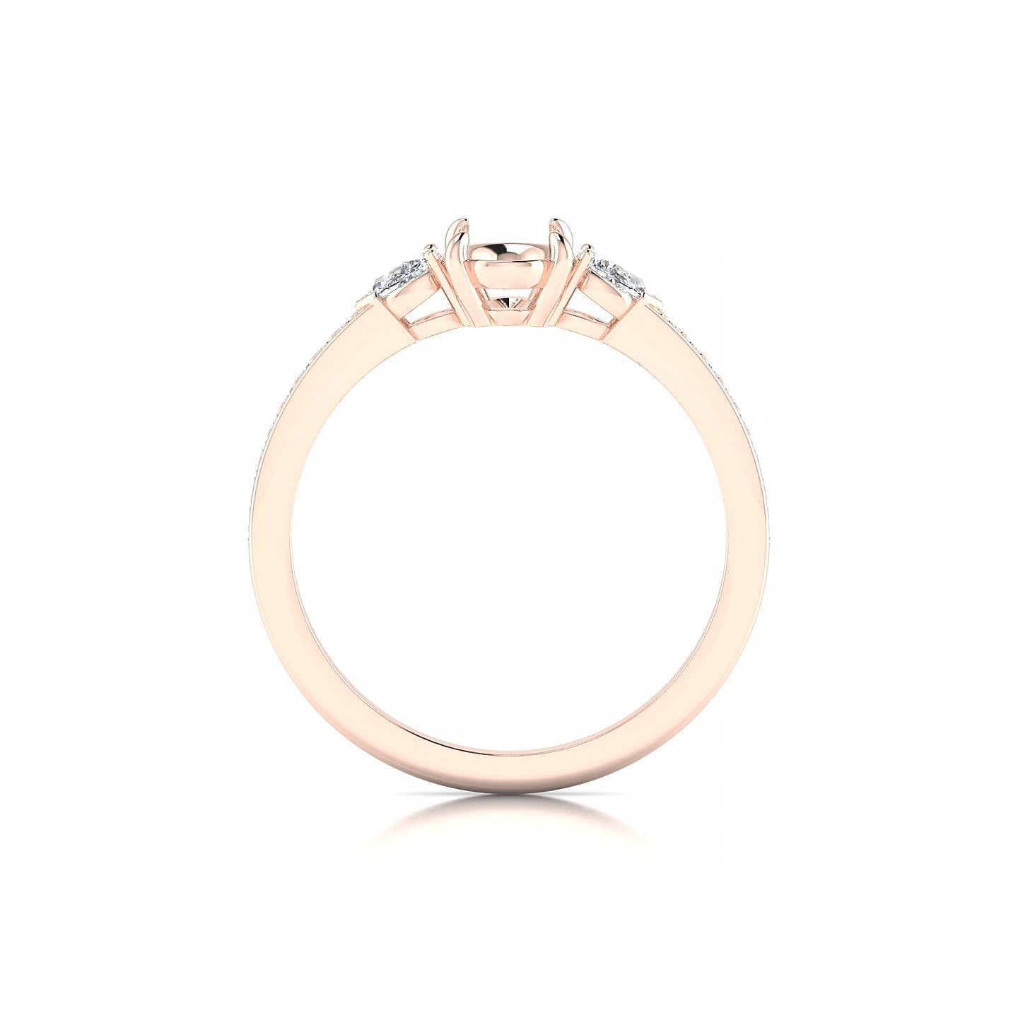 Waterfall Oval 1-1.99 ct | 18k Rose Gold Side Stones Ring