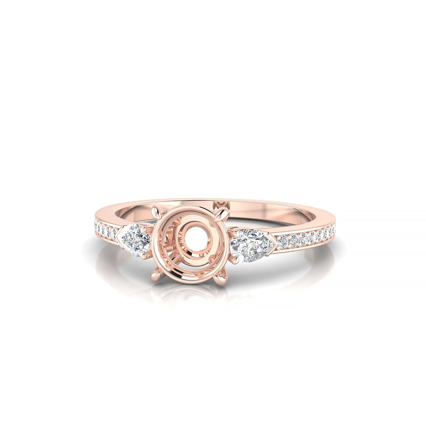 Waterfall Round 1-1.99 ct | 18k Rose Gold Side Stones Ring
